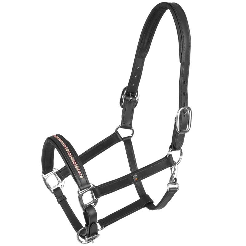 Lädergrimma Crystal X-Line Svart/Rosa