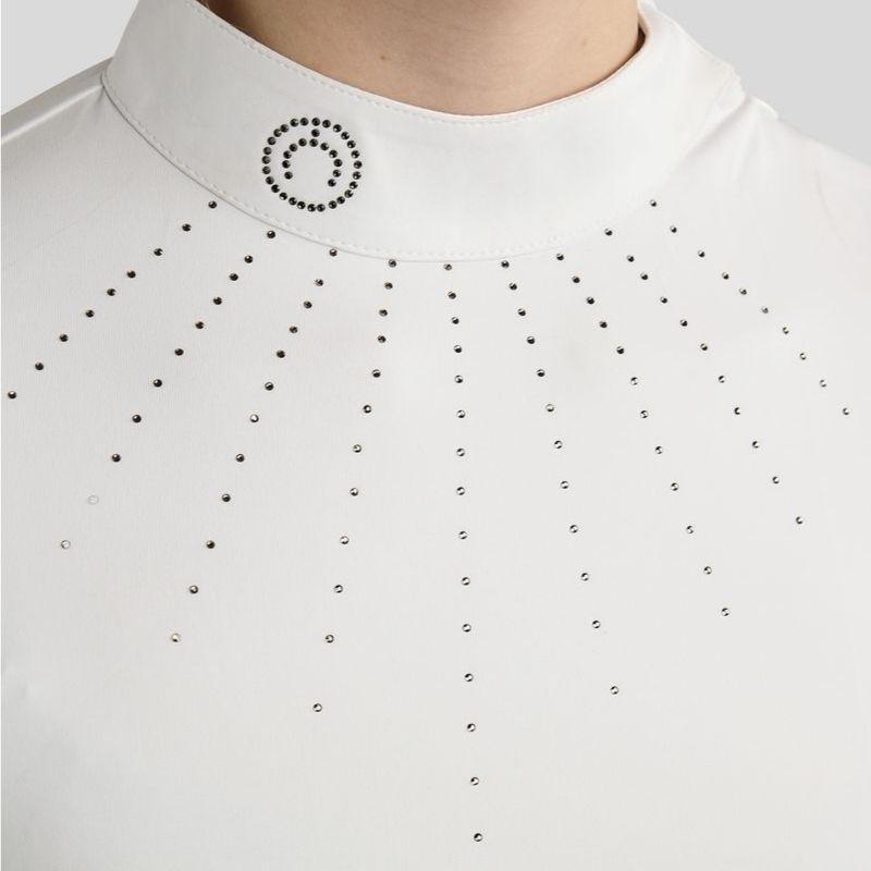 Tävlingstopp MoMina Short Sleeve Gun Metal Crystals Vit