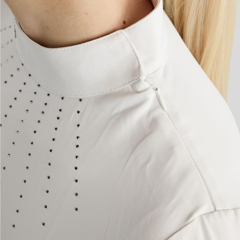 Tävlingstopp MoMina Short Sleeve Gun Metal Crystals Vit