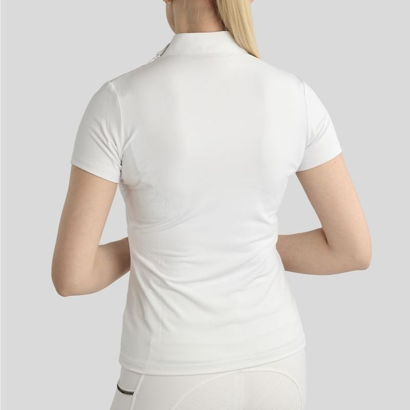 Tävlingstopp MoMina Short Sleeve Gun Metal Crystals Vit