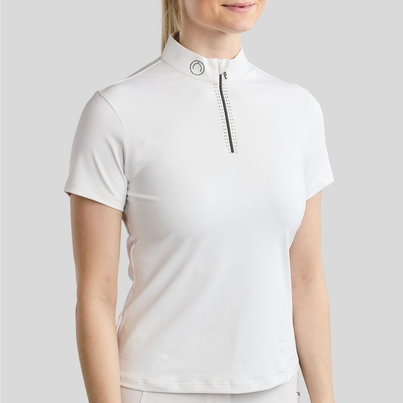 Tävlingstopp MoMaddy Short Sleeve Gun Metal Crystals Vit