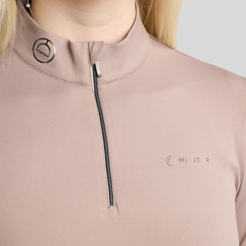 Träningstopp MoMegan Polo Long Sleeve Pearl Grey