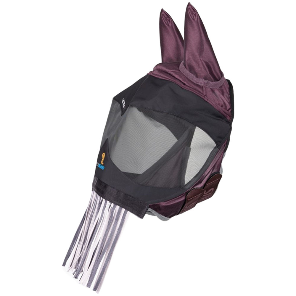 Flughuva Deluxe with Ears & Nose Fringe Vinröd