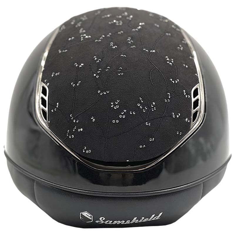 Ridhjälm Miss Shield 2.0 Glossy Black Chrome Crystal Leaf Svart